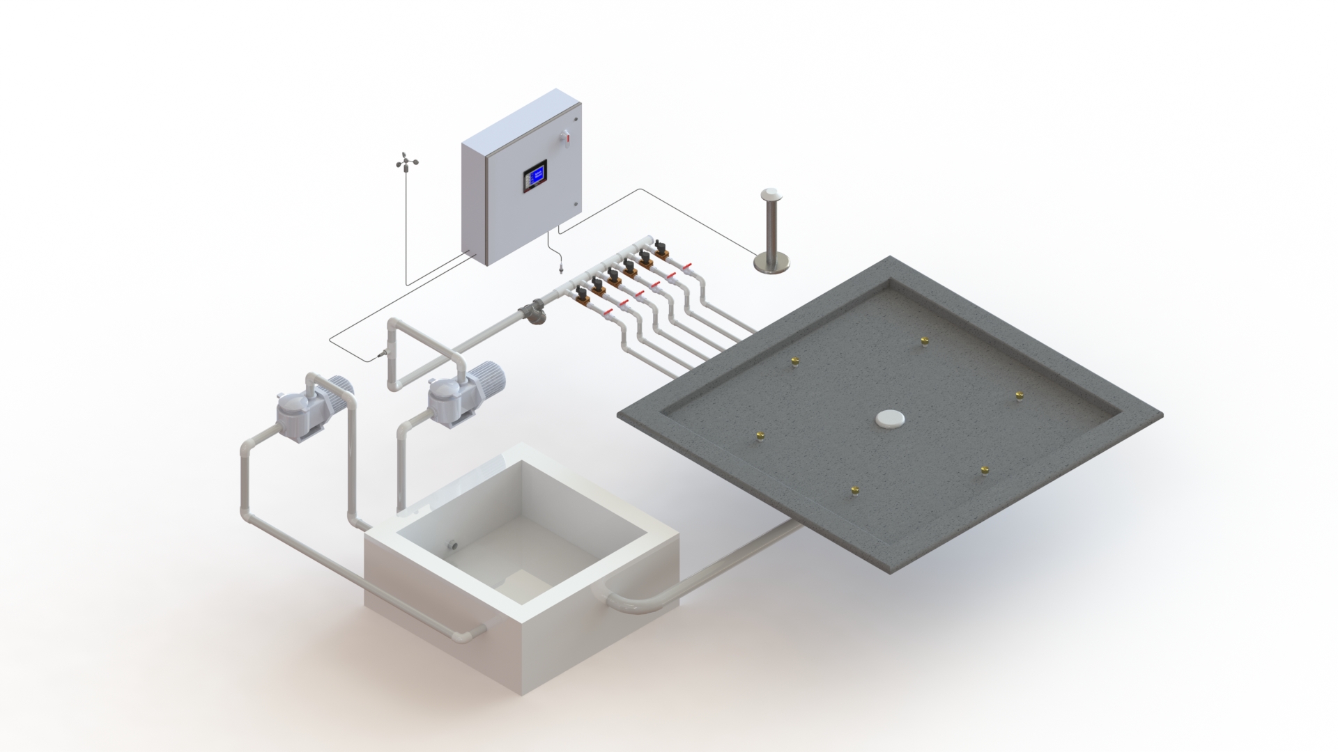 Interactive Sensor Controlled System-2 splash pad system diagram