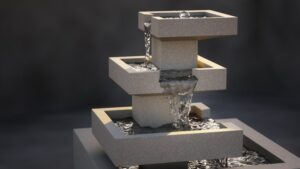 A,modern,stylish,indoor,fountain,3d,illustration